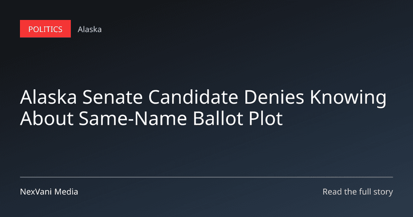 An illustration showing a voting ballot for the Alaska Senate race featuring two candidates with the same name.