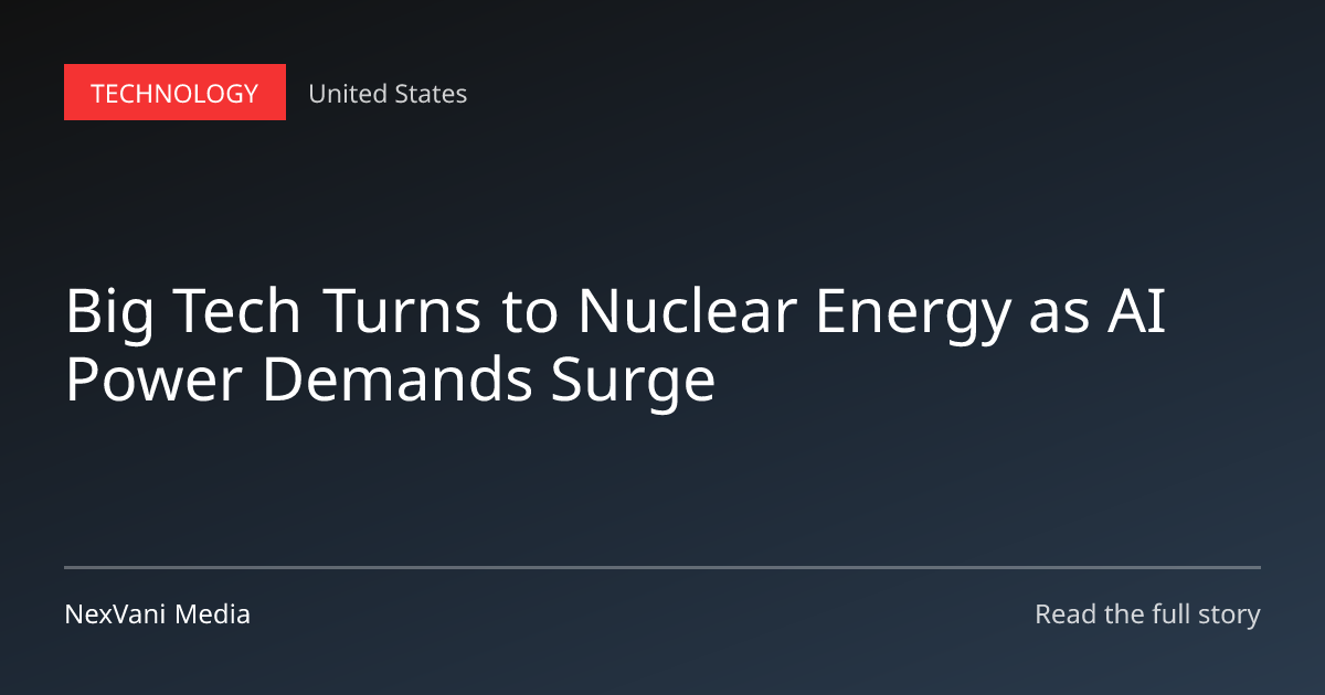 An illustration of an operational nuclear power plant supplying electricity to a modern data center facility.