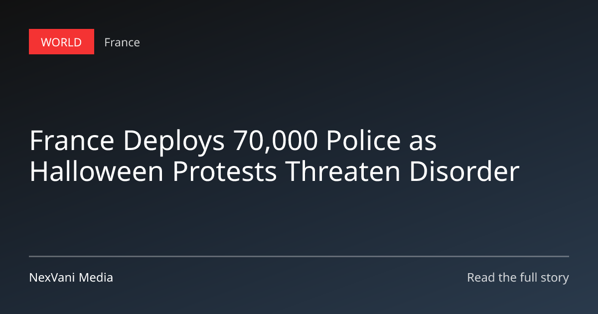 Police officers and security vehicles deployed on a French street during public demonstrations.