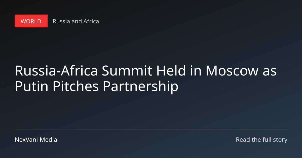 Russian President Vladimir Putin speaking at the podium during the Russia-Africa Summit in Moscow.